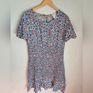 New APRICOT Floral Print Ruffle Trim Viscose Dress